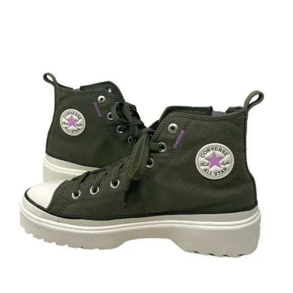 Converse Chuck Taylor Lugged Lift Kids Women's High Sneaker Khaki Canvas A04798C - Picture 5 of 8